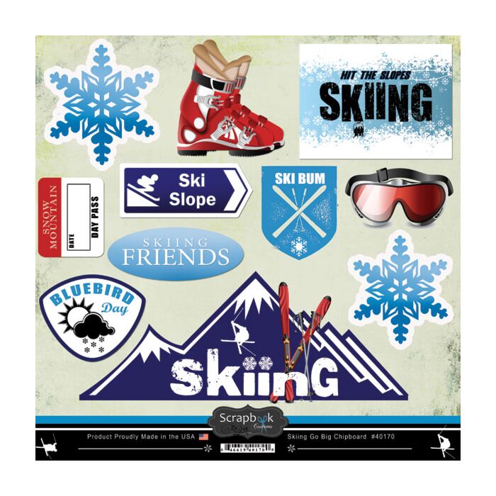 Scrapbook Customs Skiing Go Big 12x12 Sticker