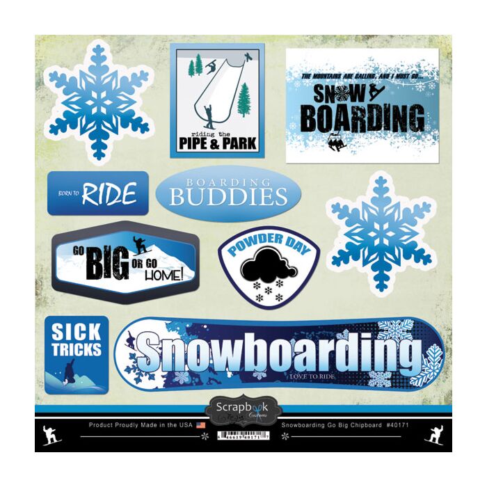 Scrapbook Customs Snowboarding Go Big 12x12 Sticker