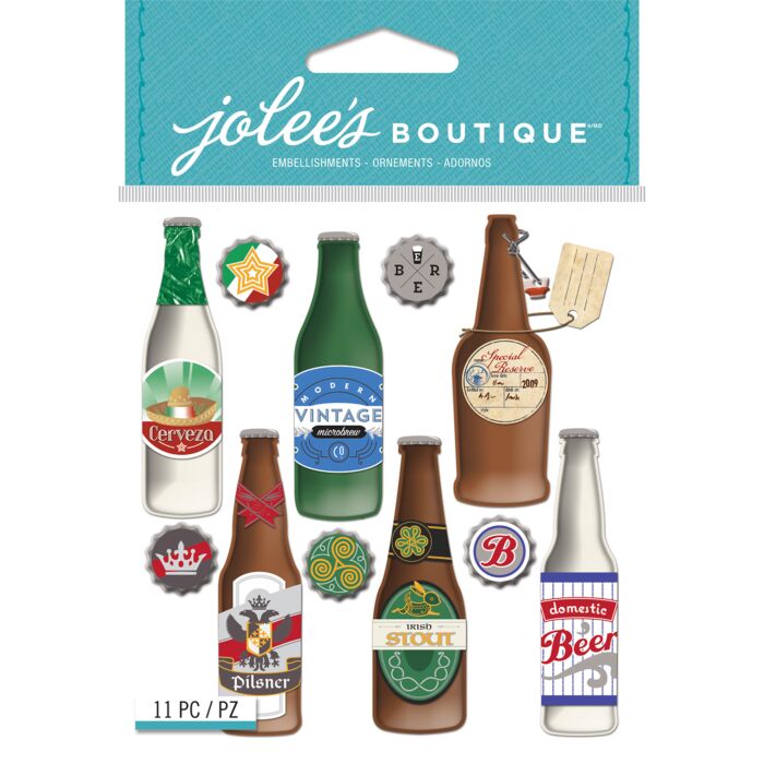 Jolee's Boutique Dimensional Stickers-Beer Bottles