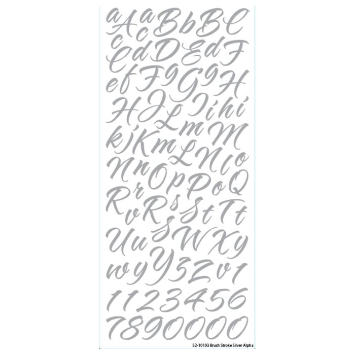 Sticko Alphabet Stickers-Brush Stroke Silver (sm)
