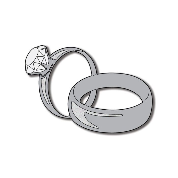 Scrapbook Customs - WEDDING RINGS LASER Die Cut-Gold