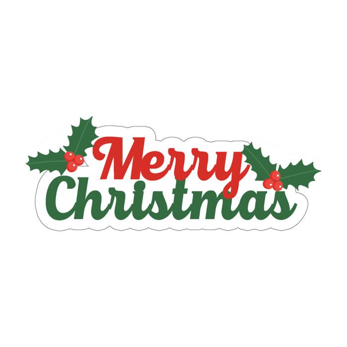 Scrapbook Customs MERRY CHRISTMAS W/HOLLY BERRIES LASER CUT