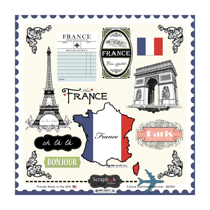 Scrapbook Customs - France - Sightseeing Sticker