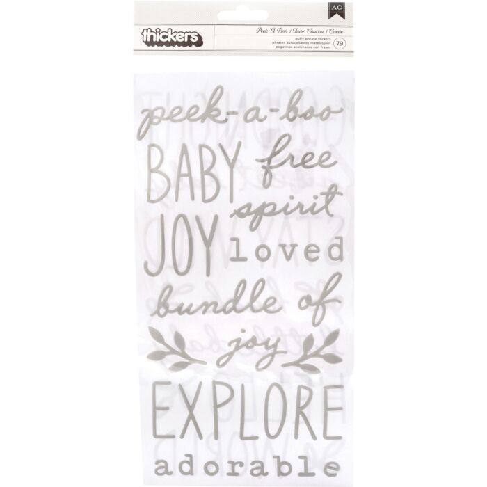 Pebbles Peek-A-Boo You Thickers Stickers 5.5"X11" 79/Pkg-Phrase & Icons/Puffy