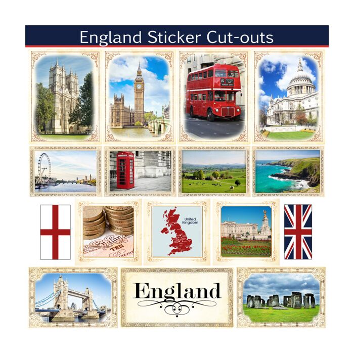 Scrapbook Customs - England - Sightseeing Picture Cut-Outs Sticker