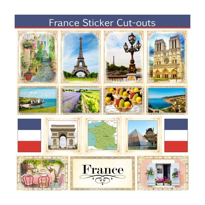 Scrapbook Customs - France - Sightseeing Picture Cut-Outs Sticker