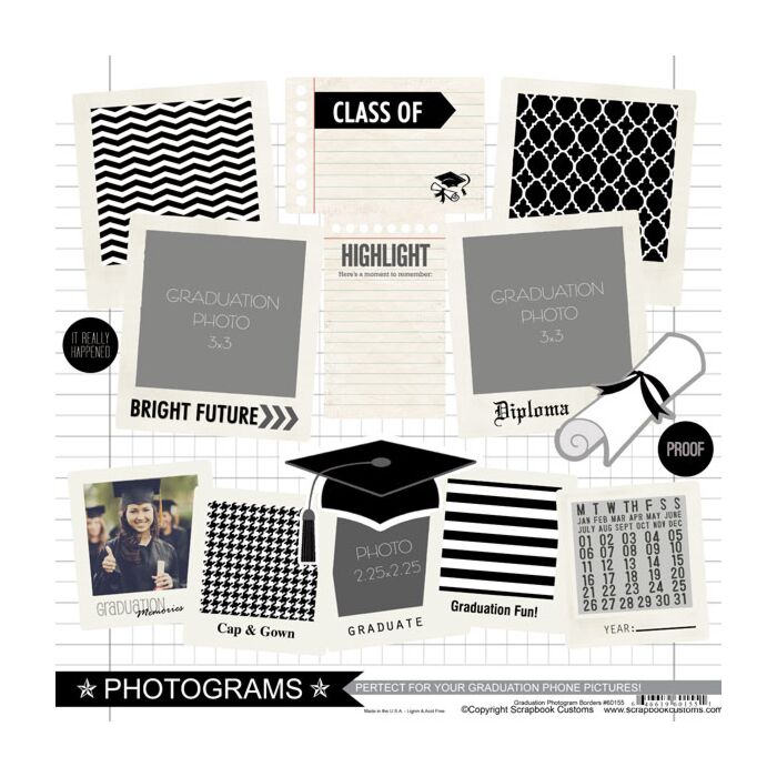 Scrapbook Customs - Graduation Photogram Borders Sticker