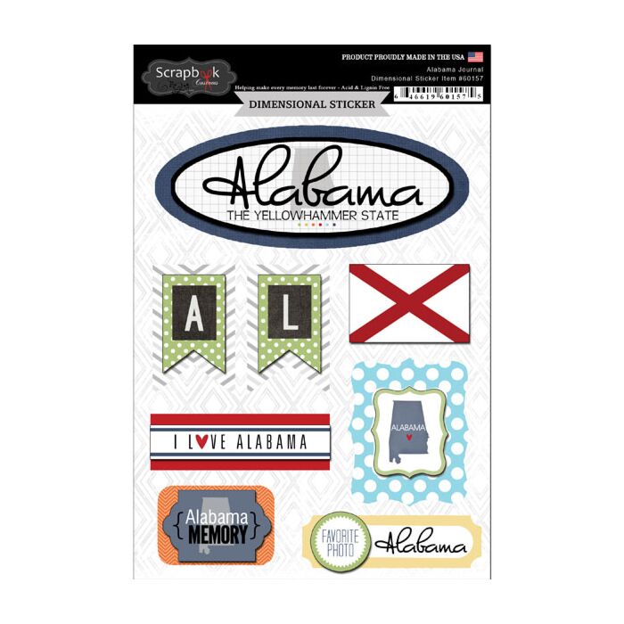 Scrapbook Customs STATE JOURNAL - DIMENSIONAL STICKERS-Alabama