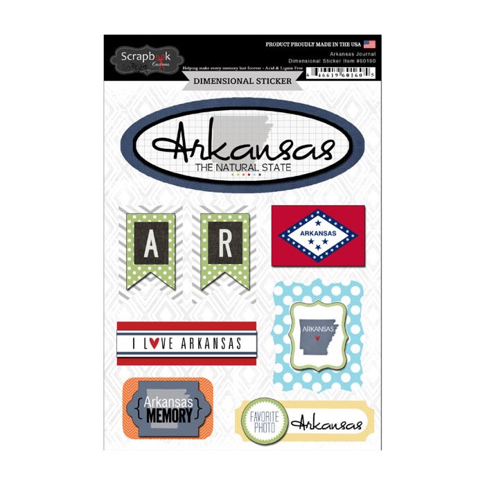 Scrapbook Customs STATE JOURNAL - DIMENSIONAL STICKERS-Arkansas