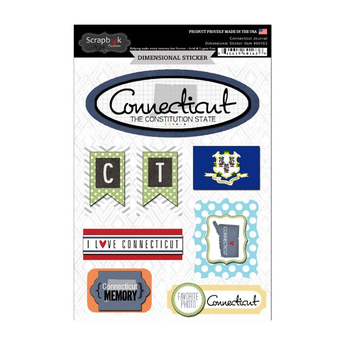 Scrapbook Customs STATE JOURNAL - DIMENSIONAL STICKERS-Connecticut