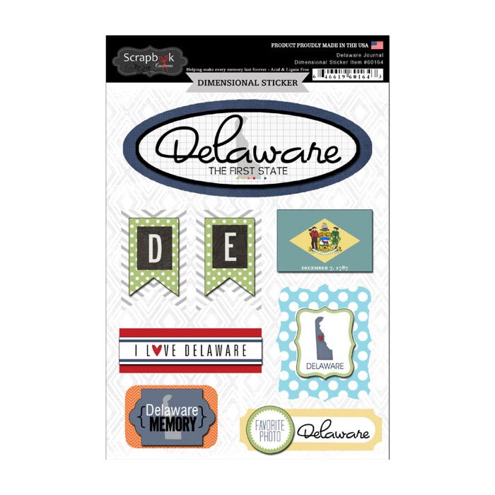 Scrapbook Customs STATE JOURNAL - DIMENSIONAL STICKERS-Delaware