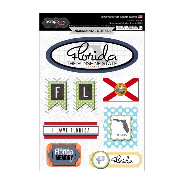 Scrapbook Customs STATE JOURNAL - DIMENSIONAL STICKERS-Florida