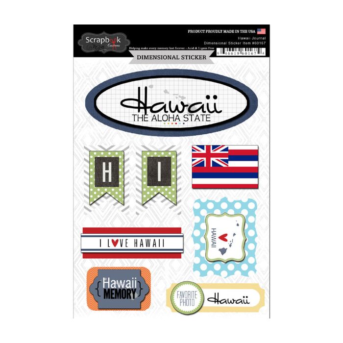Scrapbook Customs STATE JOURNAL - DIMENSIONAL STICKERS-Hawaii