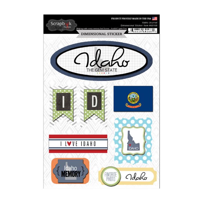 Scrapbook Customs STATE JOURNAL - DIMENSIONAL STICKERS-Idaho