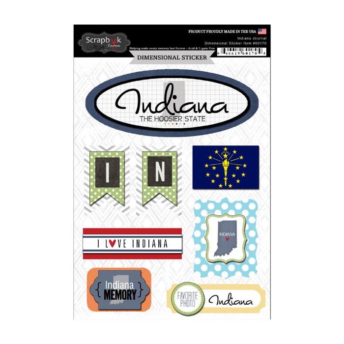 Scrapbook Customs STATE JOURNAL - DIMENSIONAL STICKERS-Indiana
