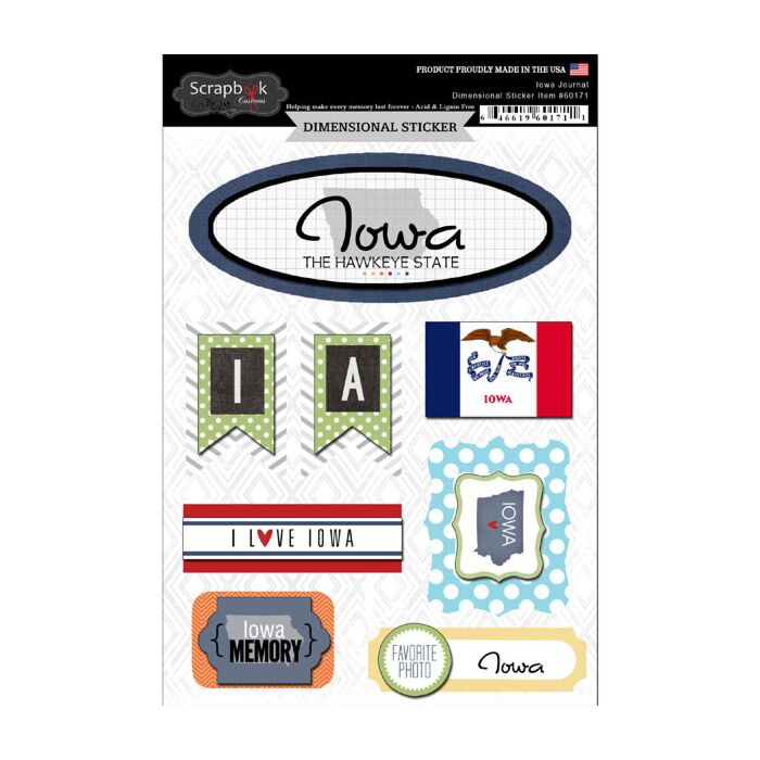 Scrapbook Customs STATE JOURNAL - DIMENSIONAL STICKERS-Iowa