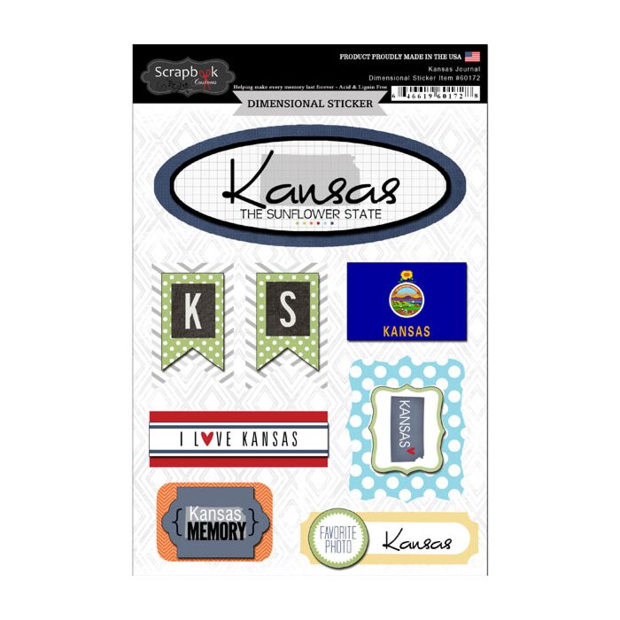 Scrapbook Customs STATE JOURNAL - DIMENSIONAL STICKERS-Kansas