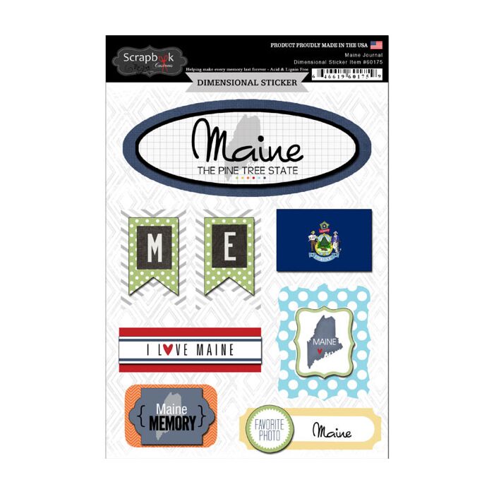 Scrapbook Customs STATE JOURNAL - DIMENSIONAL STICKERS-Maine