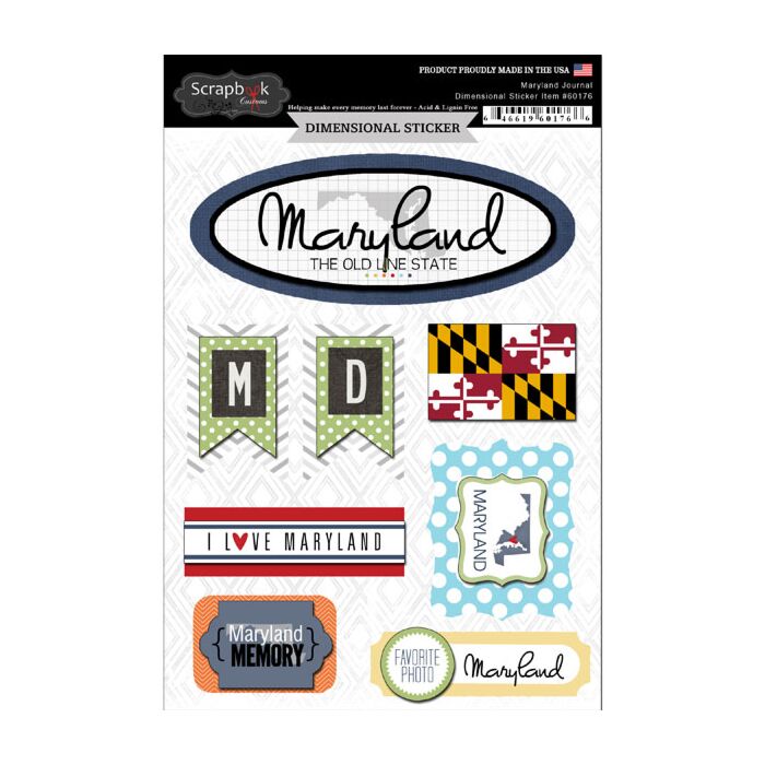 Scrapbook Customs STATE JOURNAL - DIMENSIONAL STICKERS-Maryland