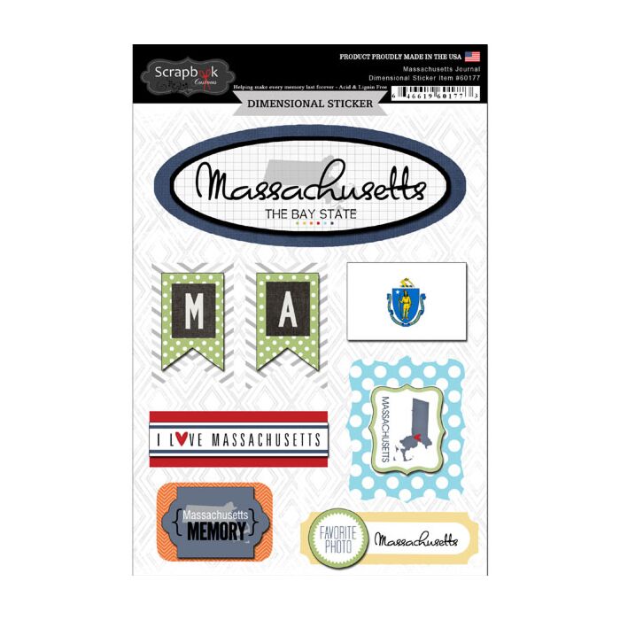 Scrapbook Customs STATE JOURNAL - DIMENSIONAL STICKERS-Massachusetts