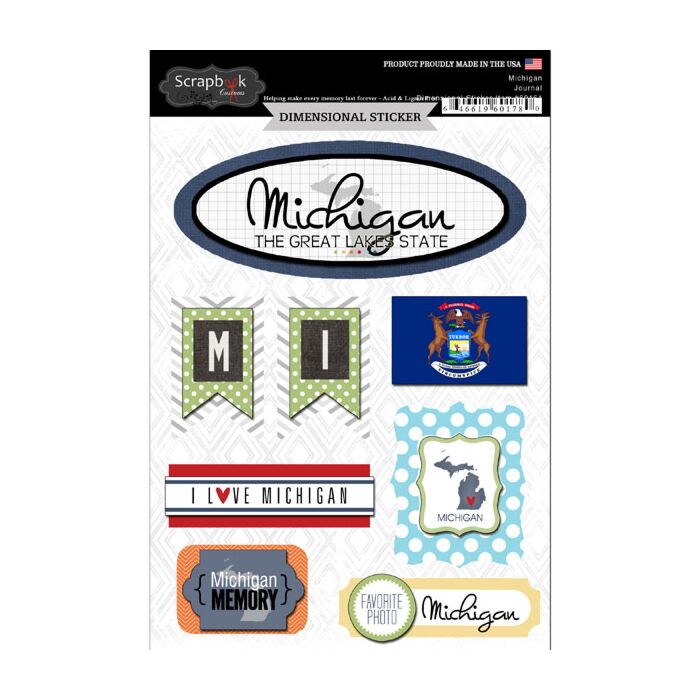 Scrapbook Customs STATE JOURNAL - DIMENSIONAL STICKERS-Michigan