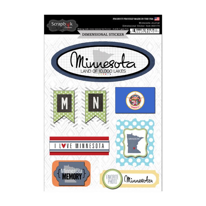 Scrapbook Customs STATE JOURNAL - DIMENSIONAL STICKERS-Minnesota