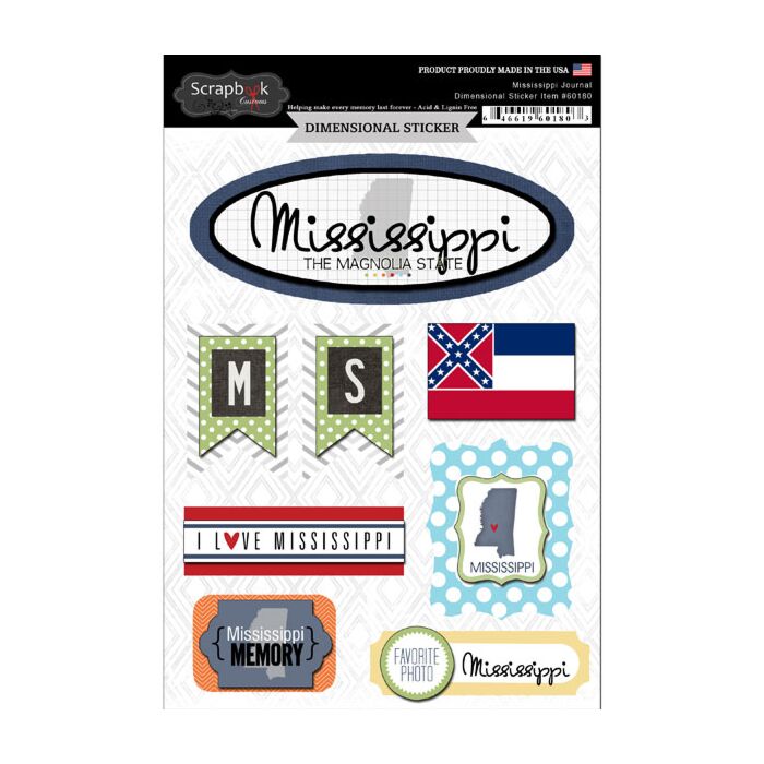 Scrapbook Customs STATE JOURNAL - DIMENSIONAL STICKERS-Mississippi
