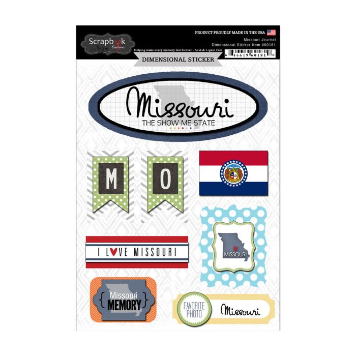 Scrapbook Customs STATE JOURNAL - DIMENSIONAL STICKERS-Missouri