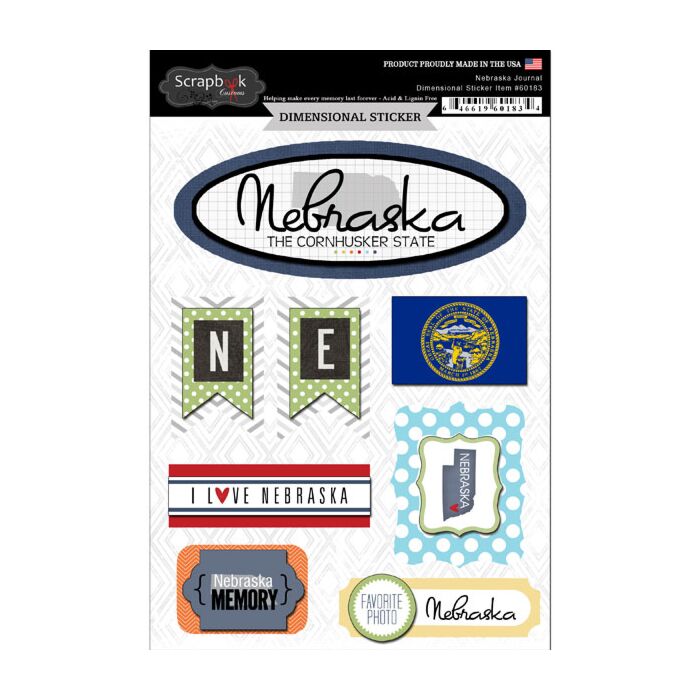 Scrapbook Customs STATE JOURNAL - DIMENSIONAL STICKERS-Nebraska