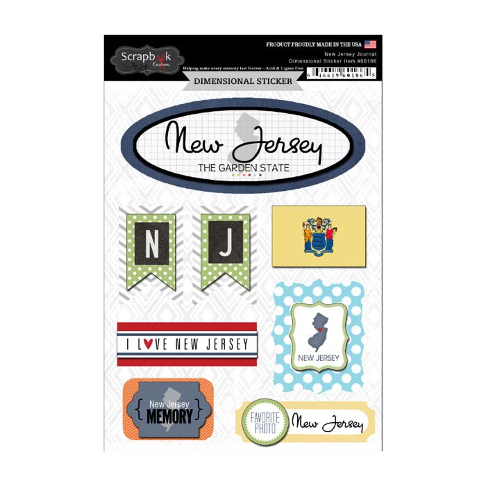 Scrapbook Customs STATE JOURNAL - DIMENSIONAL STICKERS-New Jersey