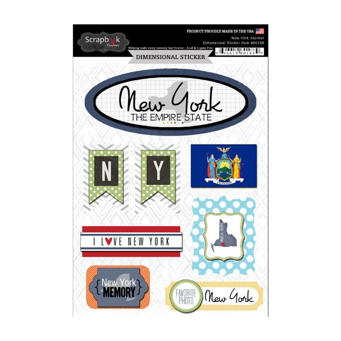 Scrapbook Customs STATE JOURNAL - DIMENSIONAL STICKERS-New York
