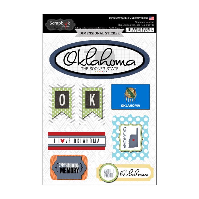 Scrapbook Customs STATE JOURNAL - DIMENSIONAL STICKERS-Oklahoma