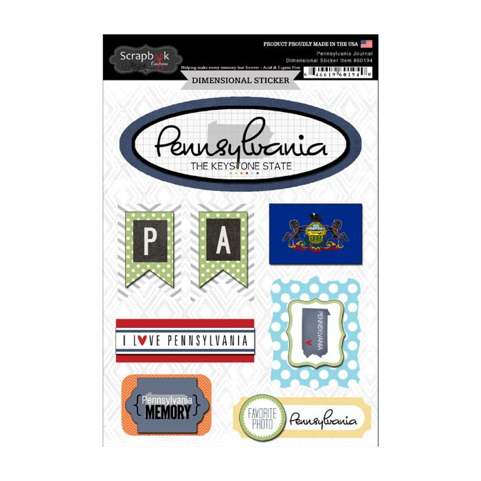 Scrapbook Customs STATE JOURNAL - DIMENSIONAL STICKERS-Pennsylvania