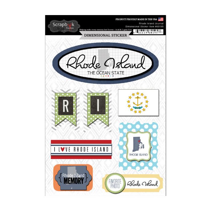 Scrapbook Customs STATE JOURNAL - DIMENSIONAL STICKERS-Rhode Island