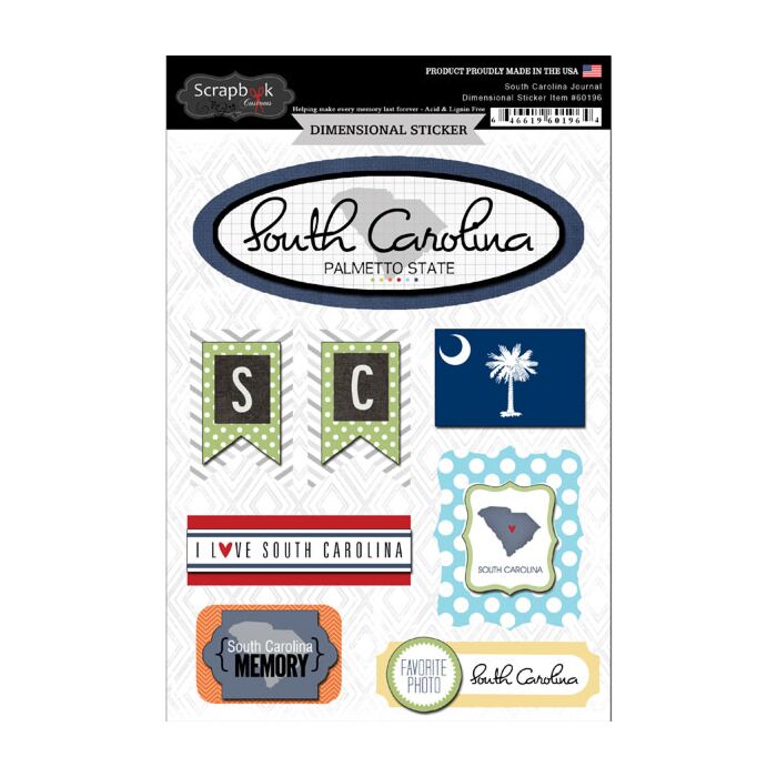 Scrapbook Customs STATE JOURNAL - DIMENSIONAL STICKERS-South Carolina