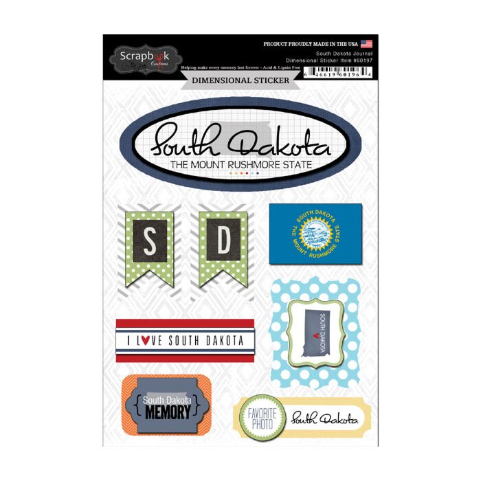 Scrapbook Customs STATE JOURNAL - DIMENSIONAL STICKERS-South Dakota