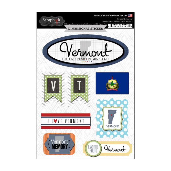 Scrapbook Customs STATE JOURNAL - DIMENSIONAL STICKERS-Vermont