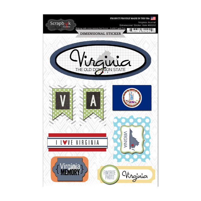 Scrapbook Customs STATE JOURNAL - DIMENSIONAL STICKERS-Virginia