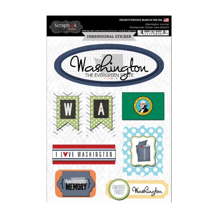 Scrapbook Customs STATE JOURNAL - DIMENSIONAL STICKERS-Washington