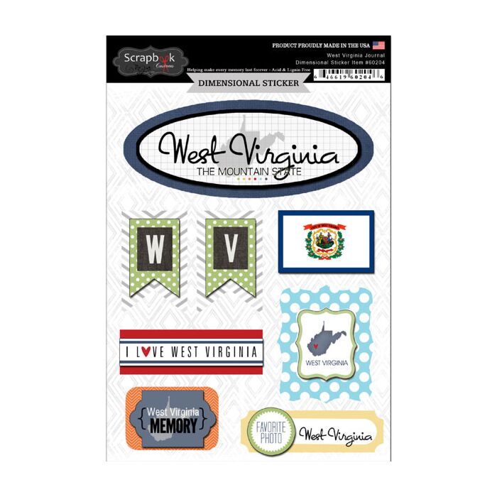 Scrapbook Customs STATE JOURNAL - DIMENSIONAL STICKERS-West Virginia