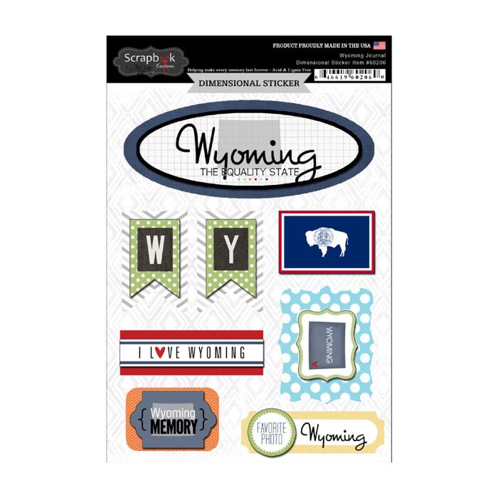 Scrapbook Customs STATE JOURNAL - DIMENSIONAL STICKERS-Wyoming