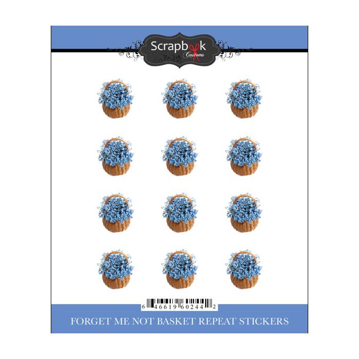 Scrapbook Customs Stickers - Forget Me Not Basket Repeating