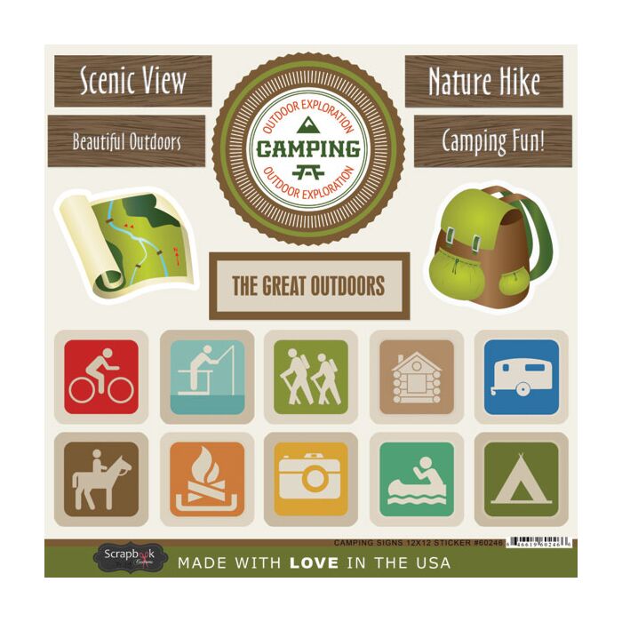Scrapbook Customs - Camping Signs 12x12 Sticker