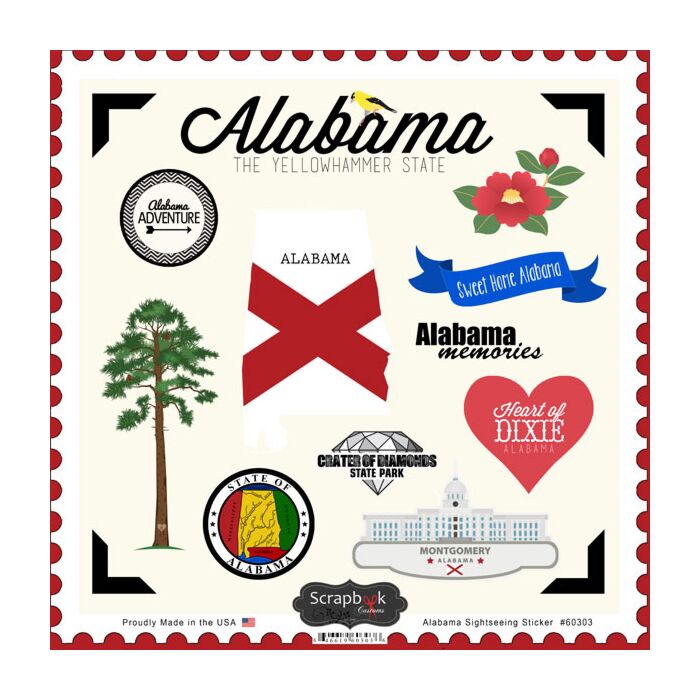 Scrapbook Customs State SIGHTSEEING STICKER-Alabama