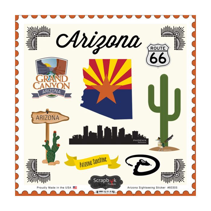 Scrapbook Customs State SIGHTSEEING STICKER-Arizona