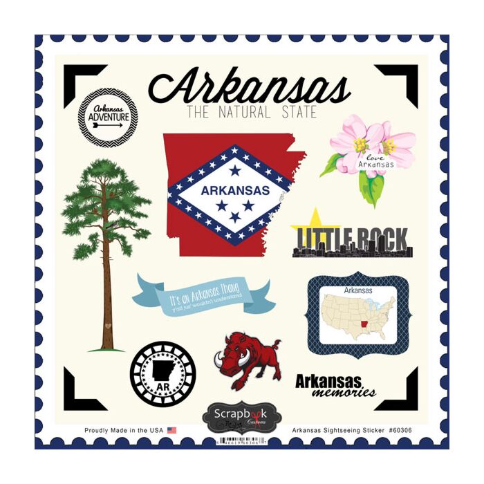 Scrapbook Customs State SIGHTSEEING STICKER-Arkansas