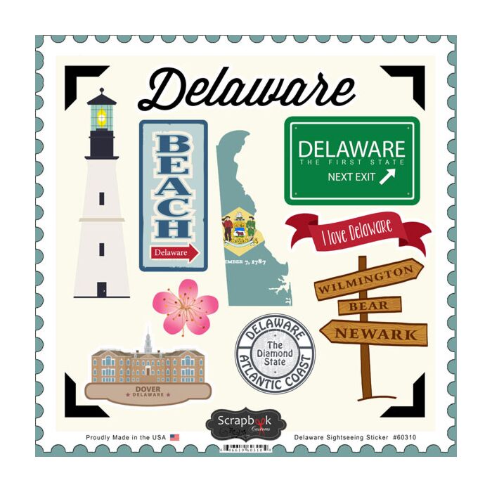 Scrapbook Customs State SIGHTSEEING STICKER-Delaware