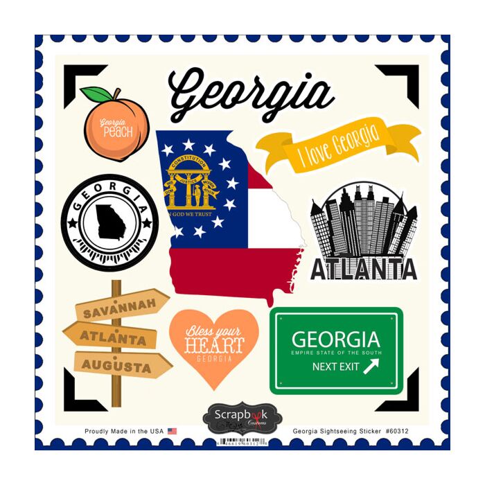 Scrapbook Customs State SIGHTSEEING STICKER-Georgia