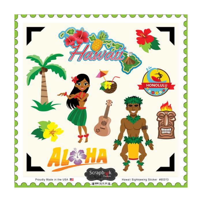 Scrapbook Customs State SIGHTSEEING STICKER-Hawaii