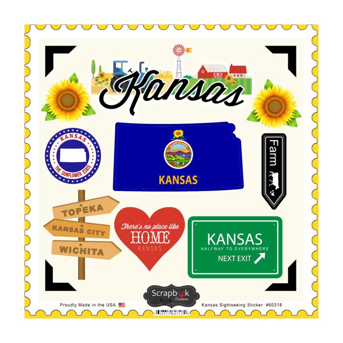 Scrapbook Customs State SIGHTSEEING STICKER-Kansas